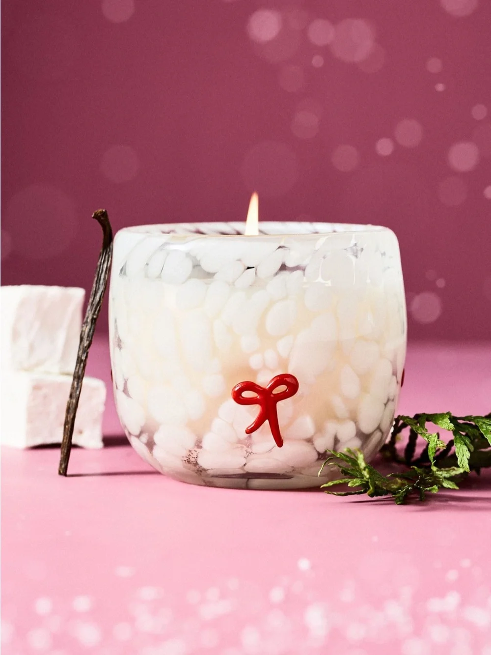 Anthropologie Bow Festive Icon Fruity Champagne Cheers Glass Candle